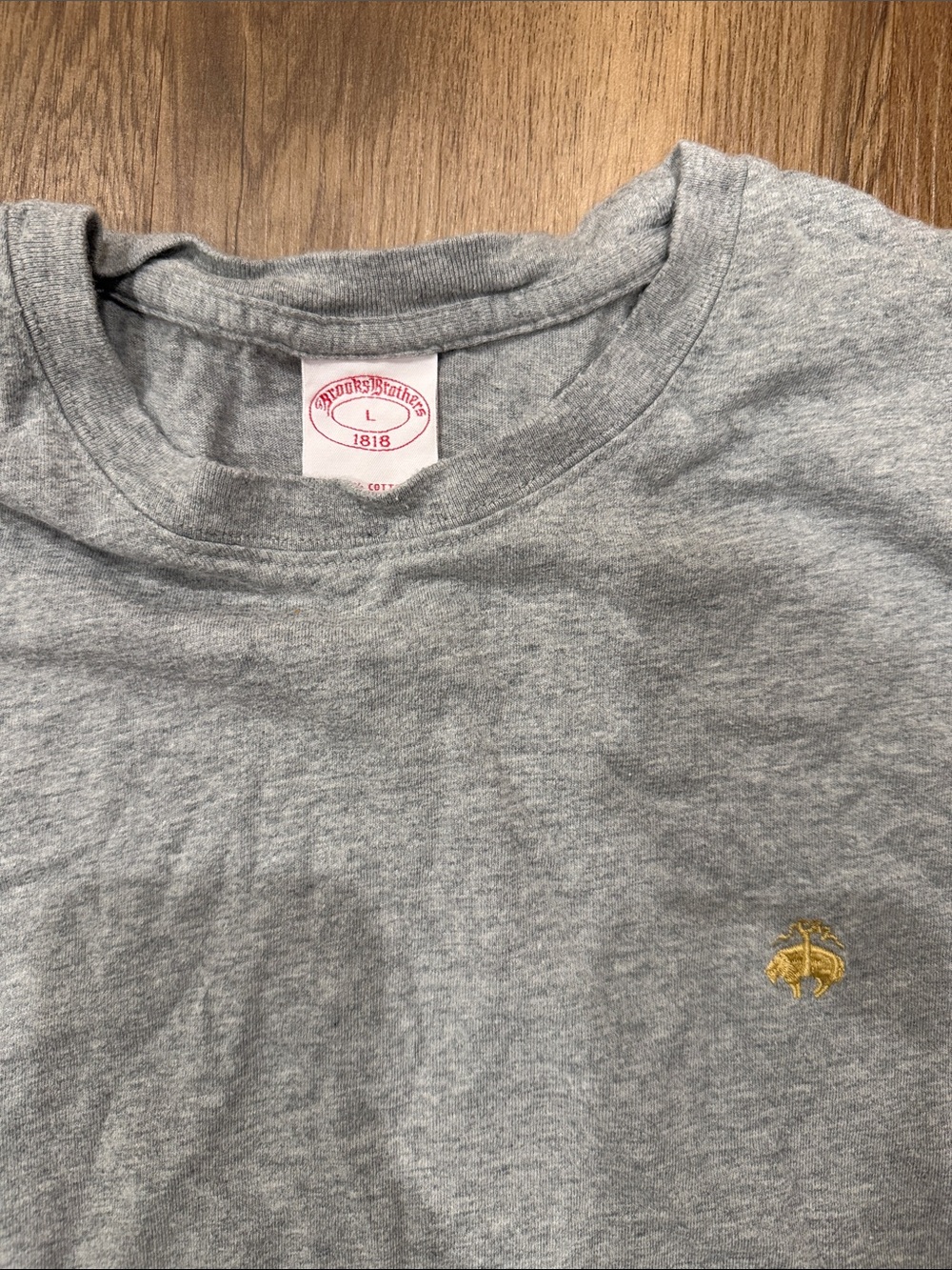 Brooks Brothers Gray Tee with Small Yellow Logo